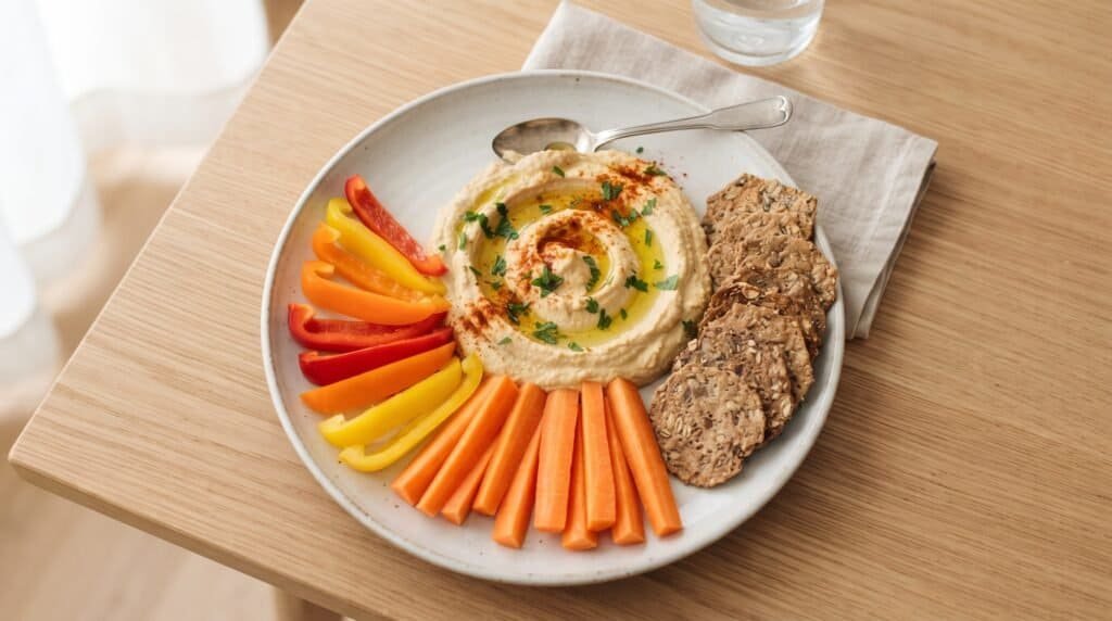 Hummus and veggie plate (~9g)